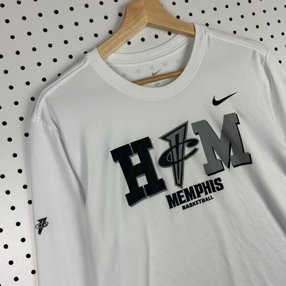 Penny Hardaway 1 Cent Nike Memphis Tigers Long‎ Sleeve Shirt Medium White Team - Picture 3 of 6